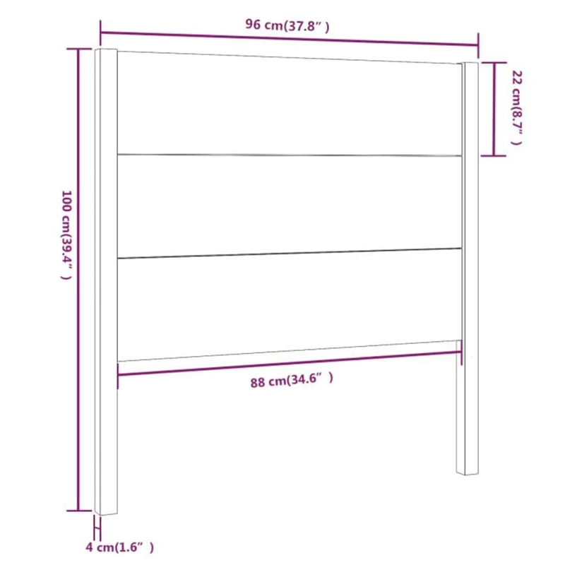Tête de lit accessoire couchage chambre à coucher meuble 96 x 4 x 100 cm bois de pin noir TDL0202043