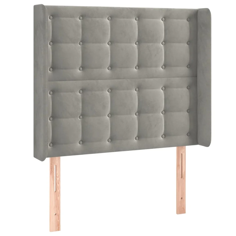 Tête de lit accessoire couchage chambre à coucher meuble à LED 103 x 16 x 118/128 cm tissu velours gris clair TDL0201427