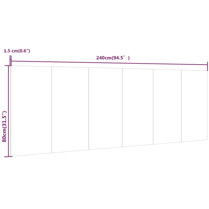 Tête de lit accessoire couchage chambre à coucher meuble murale 240 x 1,5 x 80 cm MDF noir TDL0202505