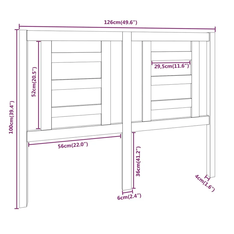 Tête de lit accessoire couchage chambre à coucher meuble 126 x 4 x 100 cm bois de pin noir TDL0202331