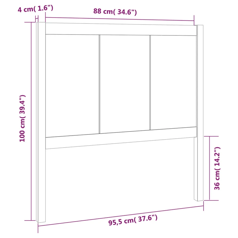Tête de lit accessoire couchage chambre à coucher meuble 95,5 x 4 x 100 cm bois de pin noir TDL0202058
