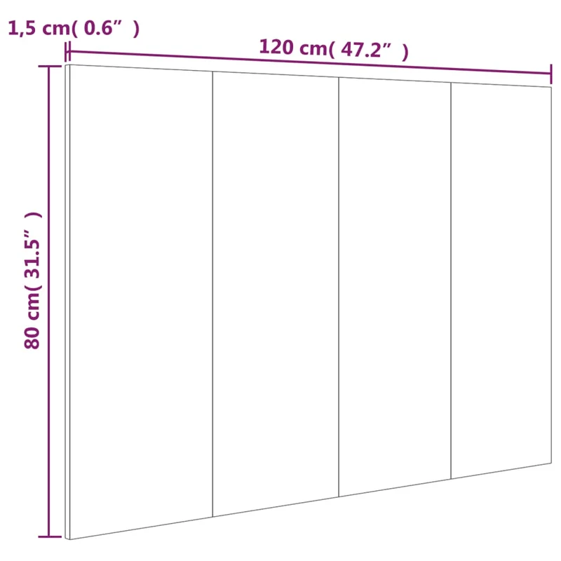 Tête de lit accessoire couchage chambre à coucher meuble 120 x 1,5 x 80 cm MDF noir TDL0202353