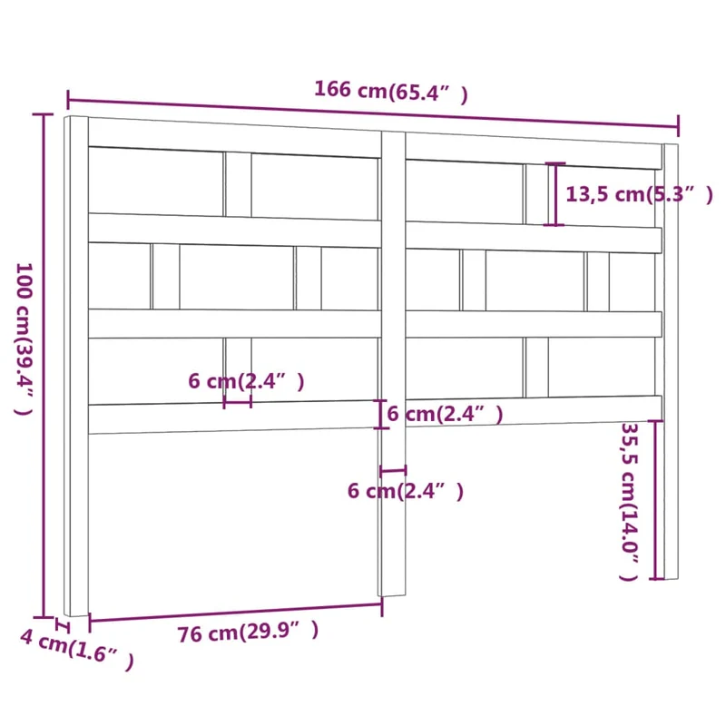 Tête de lit accessoire couchage chambre à coucher meuble 166 x 4 x 100 cm bois de pin noir TDL0202209