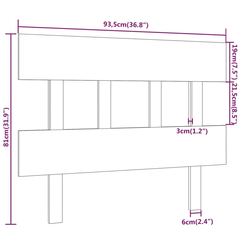 Tête de lit accessoire couchage chambre à coucher meuble 93,5 x 3 x 81 cm bois de pin noir TDL0202066
