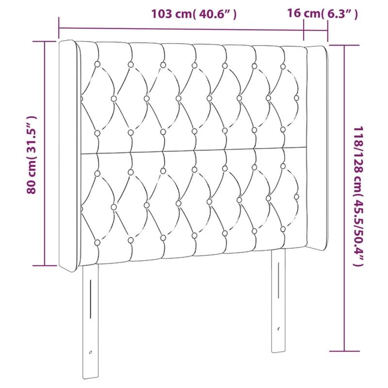 Tête de lit accessoire couchage chambre à coucher meuble à LED 103 x 16 x 118/128 cm tissu velours gris clair TDL0201432