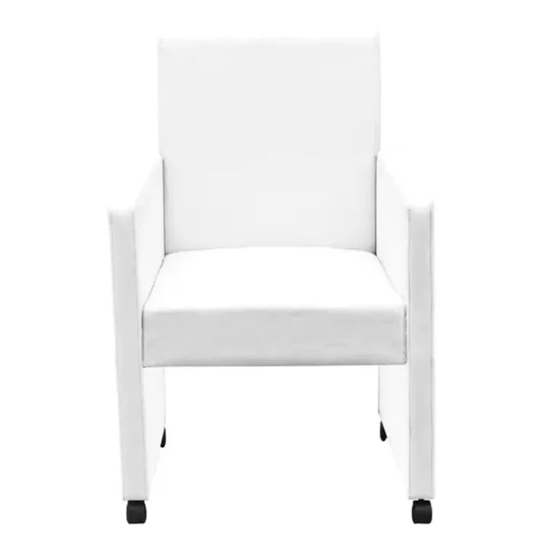 Lot de 2 chaises de salle à manger cuisine design moderne et ergonomique sur roulettes blanc synthétique CDS020204