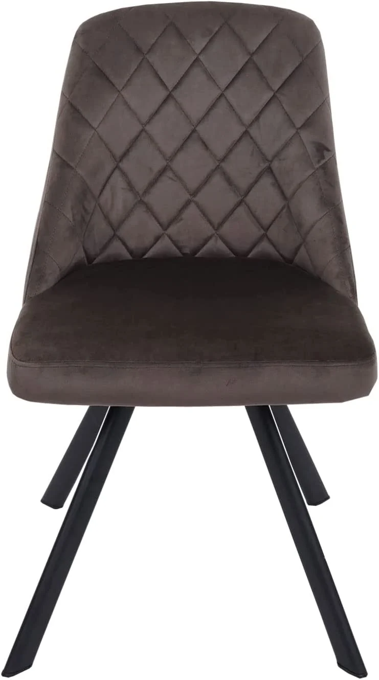 Ensemble de 2 chaises de salle à manger rembourrée en velours marron foncé coutures décoratives pieds métallique CDS04478
