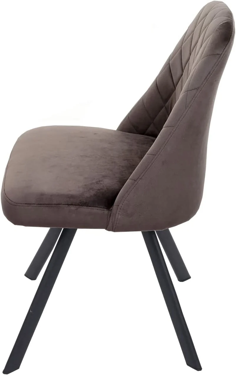 Ensemble de 2 chaises de salle à manger rembourrée en velours marron foncé coutures décoratives pieds métallique CDS04478