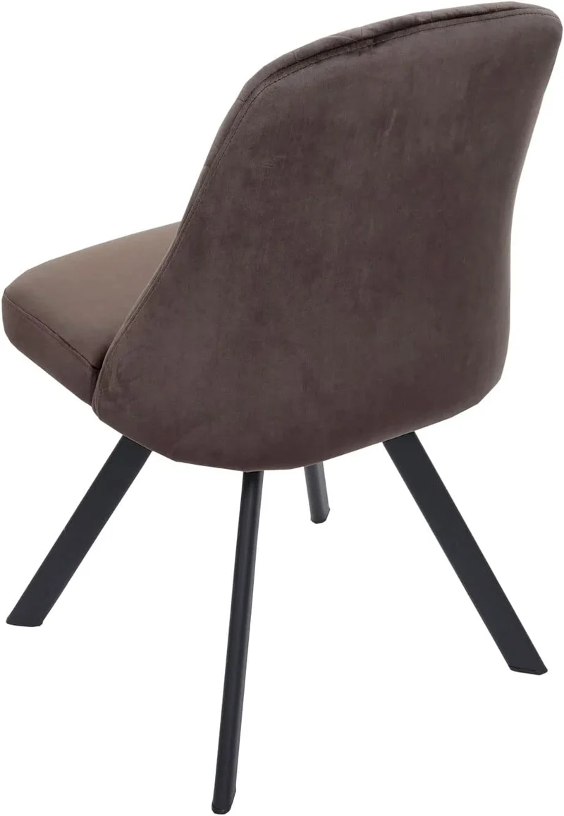Ensemble de 2 chaises de salle à manger rembourrée en velours marron foncé coutures décoratives pieds métallique CDS04478