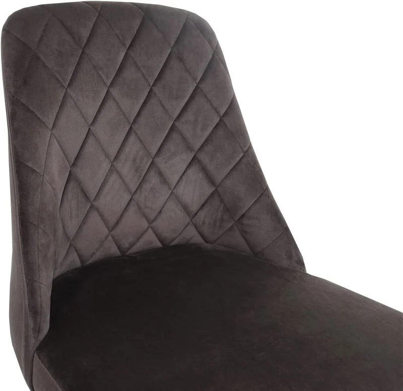 Ensemble de 2 chaises de salle à manger rembourrée en velours marron foncé coutures décoratives pieds métallique CDS04478
