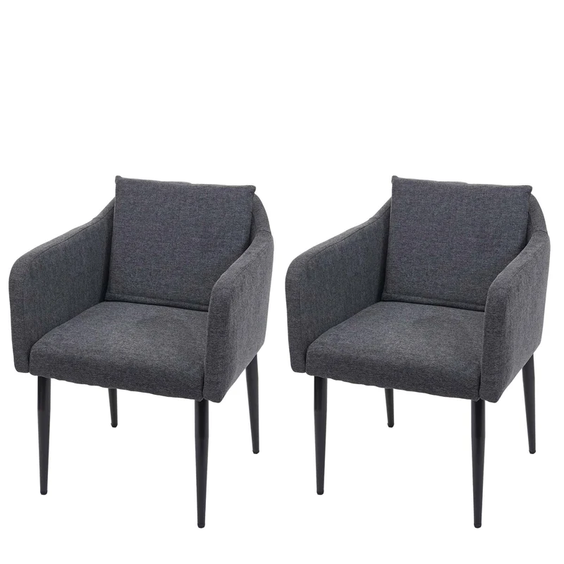 2x chaises de salle à manger cuisine en tissu gris foncé pieds en métal design moderne 04_0000420