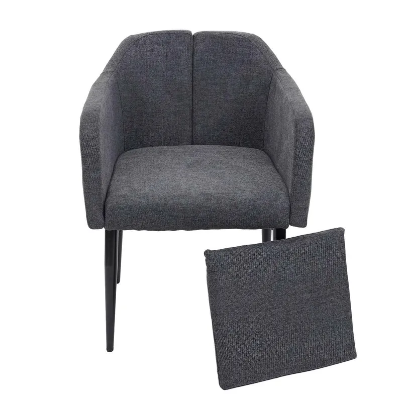 2x chaises de salle à manger cuisine en tissu gris foncé pieds en métal design moderne 04_0000420
