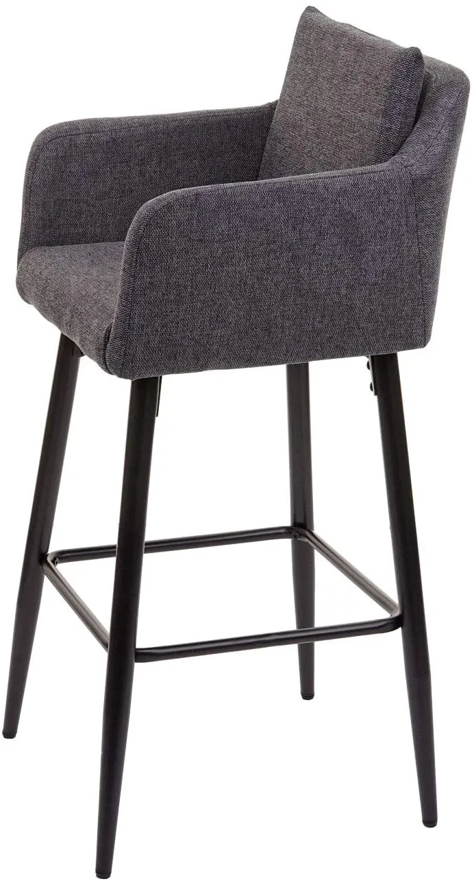 Lot de 2 tabourets de bar avec repose-pieds en tissu gris foncé et métal noir TDB04062
