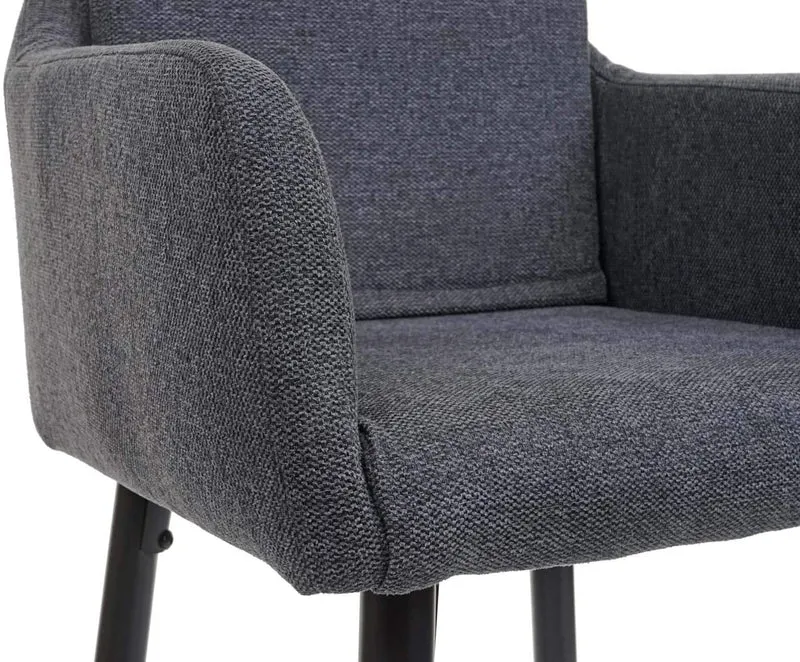 Lot de 2 tabourets de bar avec repose-pieds en tissu gris foncé et métal noir TDB04062