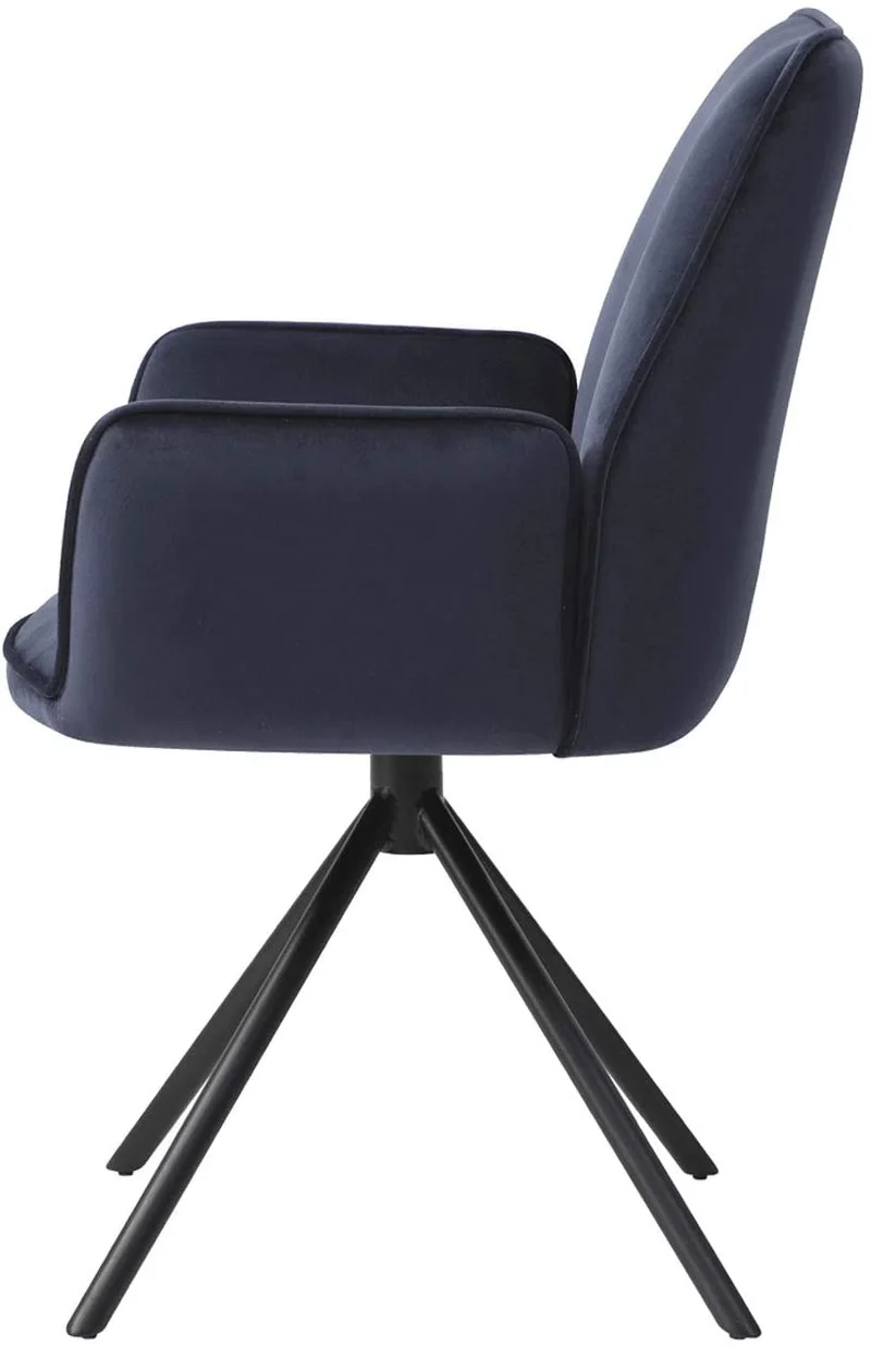 Chaise fauteuil rembourré salon bureau avec accoudoirs rotation 90° en velours gris anthracite FAL04032