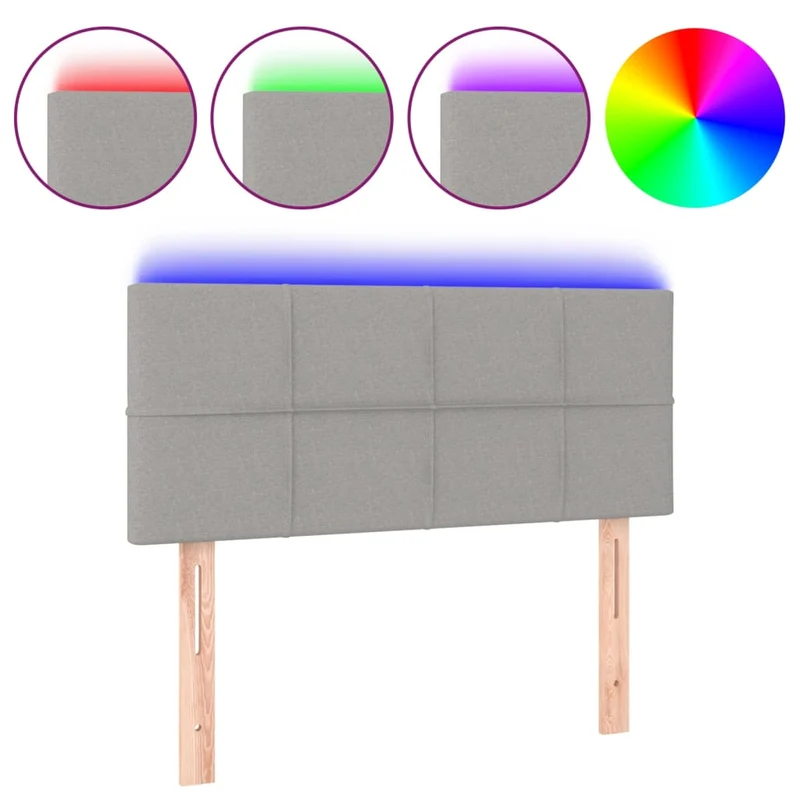 Tête de lit accessoire couchage chambre à coucher meuble à LED 100 x 5 x 78/88 cm tissu gris clair TDL0201449
