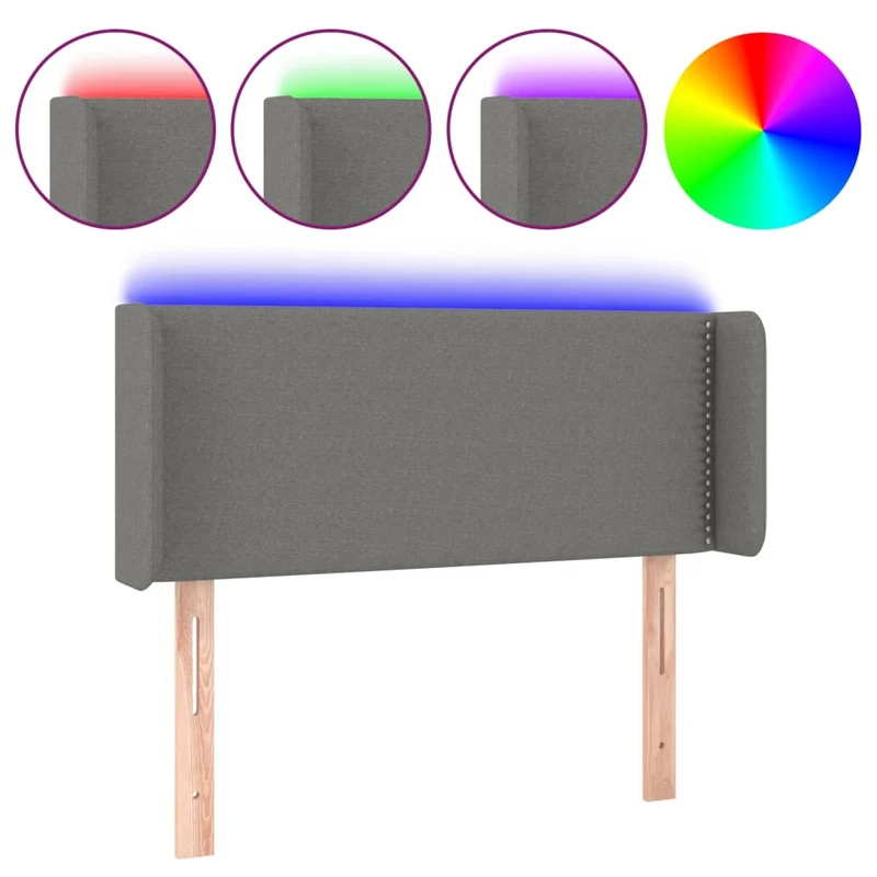 Tête de lit accessoire couchage chambre à coucher meuble à LED 83 x 16 x 78/88 cm tissu gris foncé TDL0201015