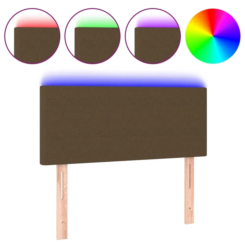 Tête de lit accessoire couchage chambre à coucher meuble à LED 100 x 5 x 78/88 cm tissu marron foncé TDL0200902