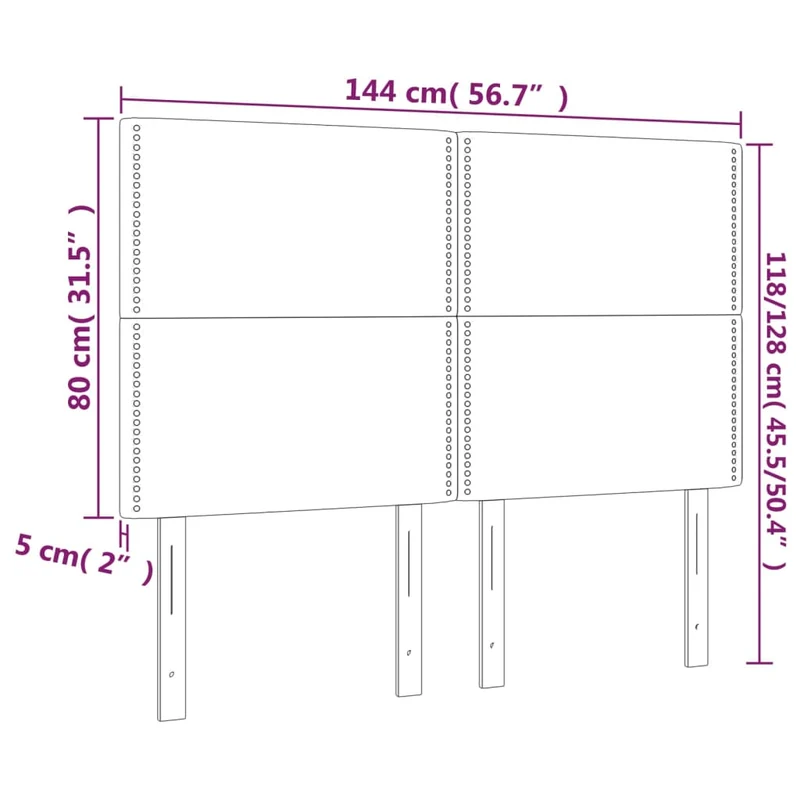Tête de lit accessoire couchage chambre à coucher meuble à LED 144 x 5 x 118/128 cm synthétique noir TDL0200716
