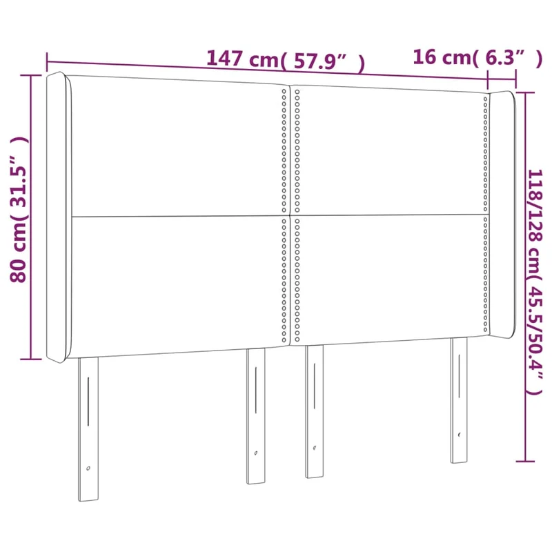 Tête de lit accessoire couchage chambre à coucher meuble à LED 147 x 16 x 118/128 cm synthétique noir TDL0200697