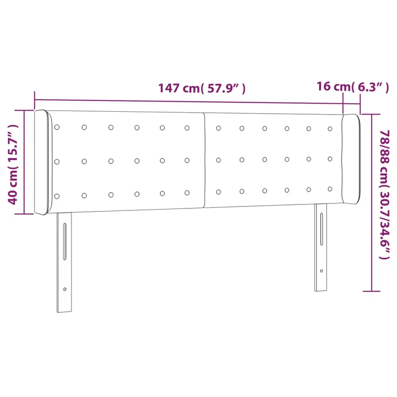 Tête de lit accessoire couchage chambre à coucher meuble à LED 147 x 16 x 78/88 cm synthétique noir TDL0200690