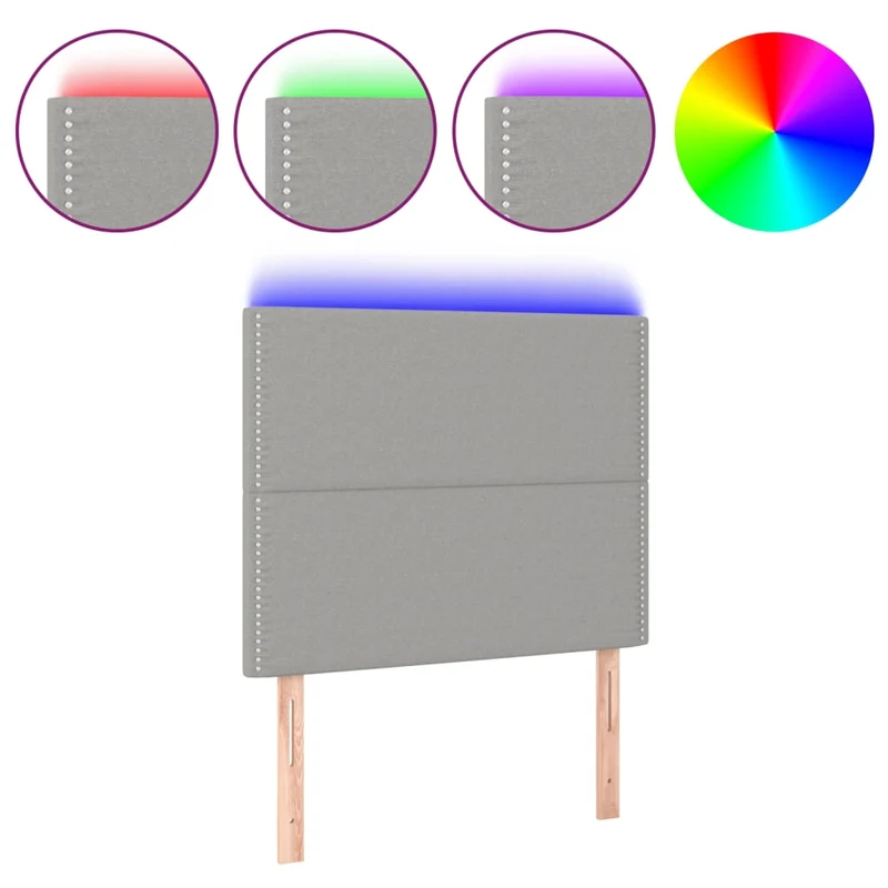 Tête de lit accessoire couchage chambre à coucher meuble à LED 100 x 5 x 118/128 cm tissu gris clair TDL0201461