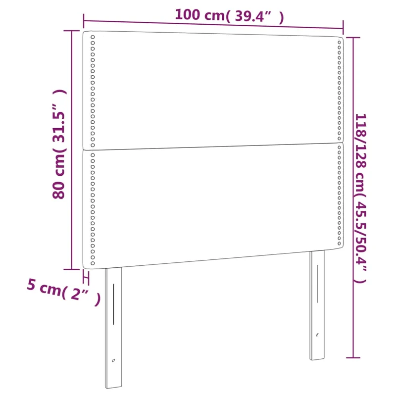 Tête de lit accessoire couchage chambre à coucher meuble à LED 100 x 5 x 118/128 cm tissu gris clair TDL0201461