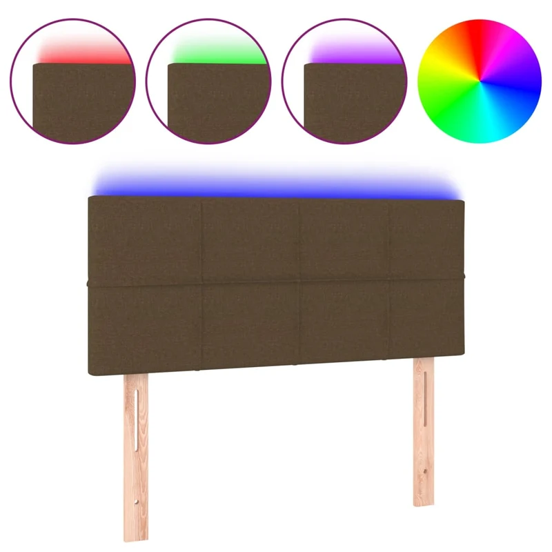 Tête de lit accessoire couchage chambre à coucher meuble à LED 100 x 5 x 78/88 cm tissu marron foncé TDL0200905