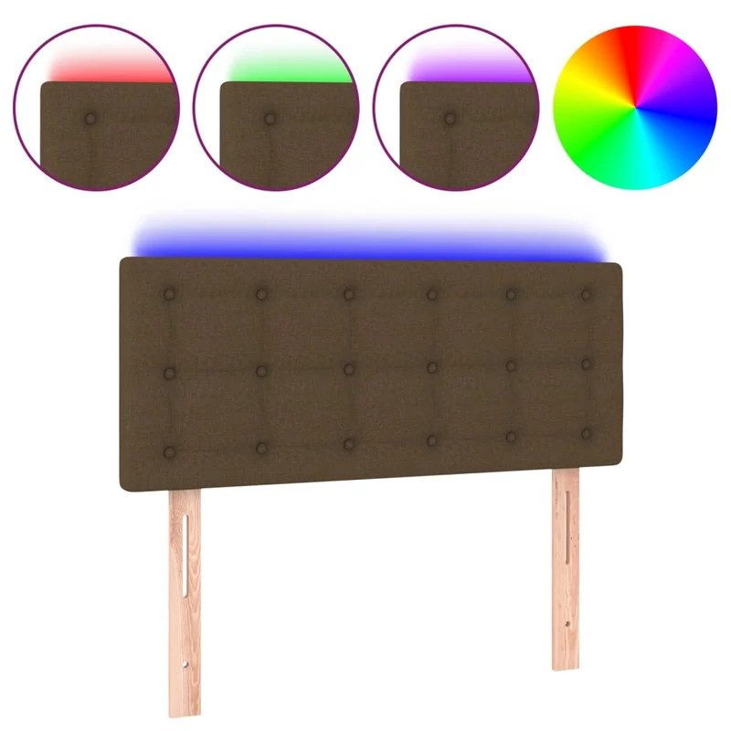 Tête de lit accessoire couchage chambre à coucher meuble à LED 90 x 5 x 78/88 cm tissu marron foncé TDL0200781