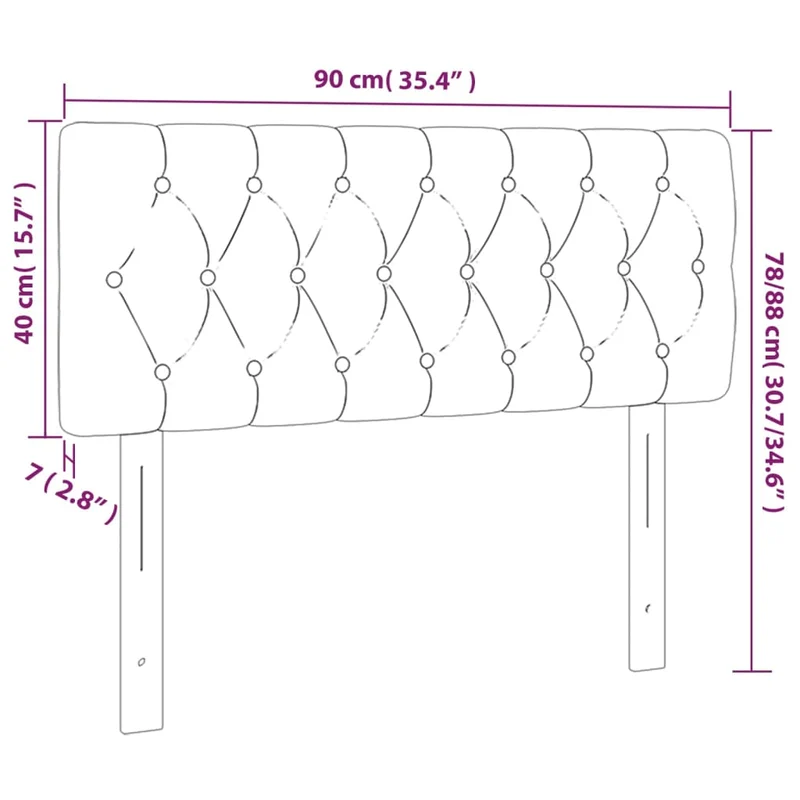 Tête de lit accessoire couchage chambre à coucher meuble à LED 90 x 7 x 78/88 cm tissu noir TDL0200524
