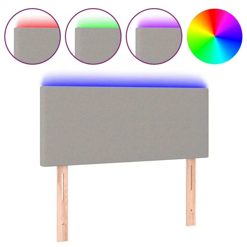 Tête de lit accessoire couchage chambre à coucher meuble à LED 100 x 5 x 78/88 cm tissu gris clair TDL0201453