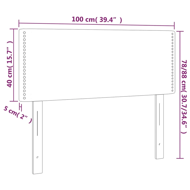 Tête de lit accessoire couchage chambre à coucher meuble à LED 100 x 5 x 78/88 cm tissu gris clair TDL0201450