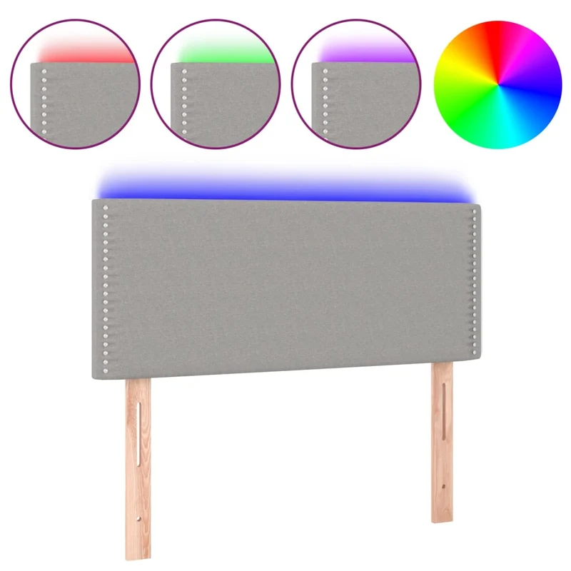 Tête de lit accessoire couchage chambre à coucher meuble à LED 90 x 5 x 78/88 cm tissu gris clair TDL0201237