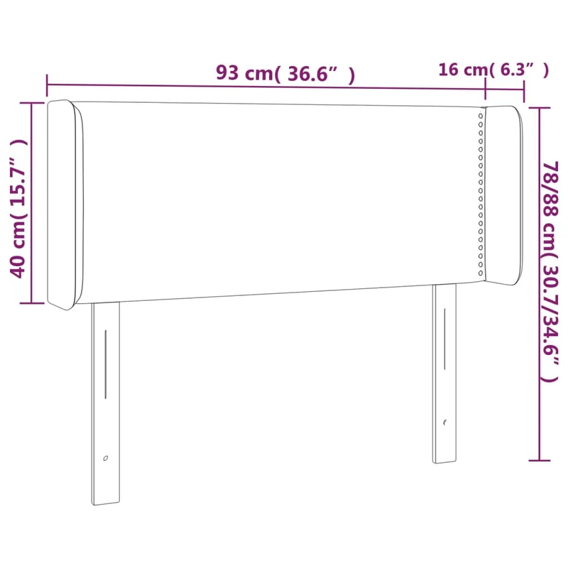 Tête de lit accessoire couchage chambre à coucher meuble à LED 93 x 16 x 78/88 cm tissu gris clair TDL0201219