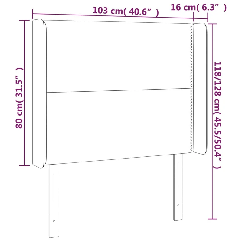 Tête de lit accessoire couchage chambre à coucher meuble à LED 103 x 16 x 118/128 cm tissu gris foncé TDL0201183