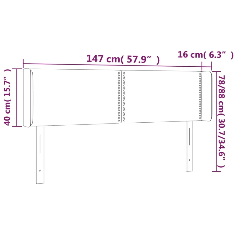 Tête de lit accessoire couchage chambre à coucher meuble à LED 147 x 16 x 78/88 cm synthétique noir TDL0200691