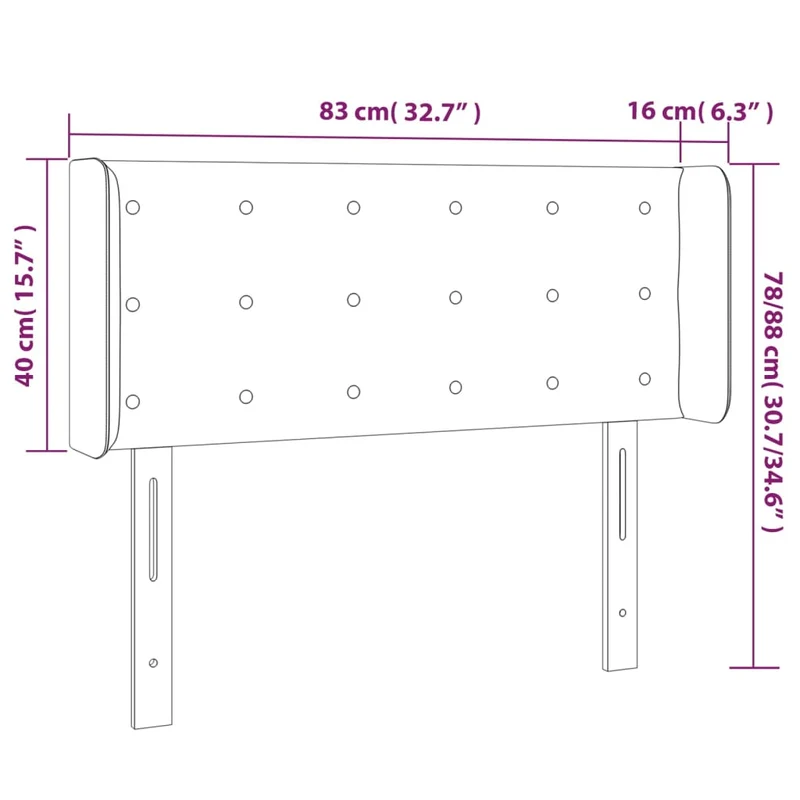 Tête de lit accessoire couchage chambre à coucher meuble à LED 83 x 16 x 78/88 cm synthétique noir TDL0200561