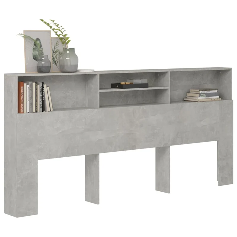 Tête de lit avec rangement accessoire de lit table de chevet étagère 220 x 19 x 103,5 cm MDF gris TDL0200029