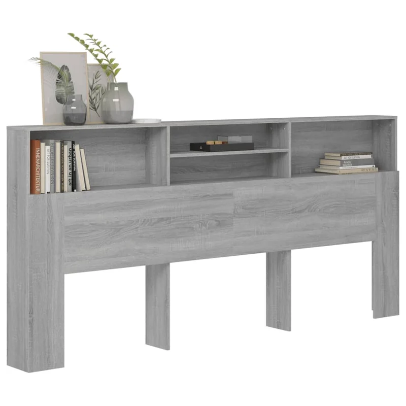 Tête de lit avec rangement accessoire de lit table de chevet étagère 220 x 19 x 103,5 cm MDF gris TDL0200001