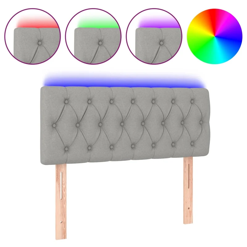 Tête de lit accessoire couchage chambre à coucher meuble à LED 90 x 7 x 78/88 cm tissu gris clair TDL0201230
