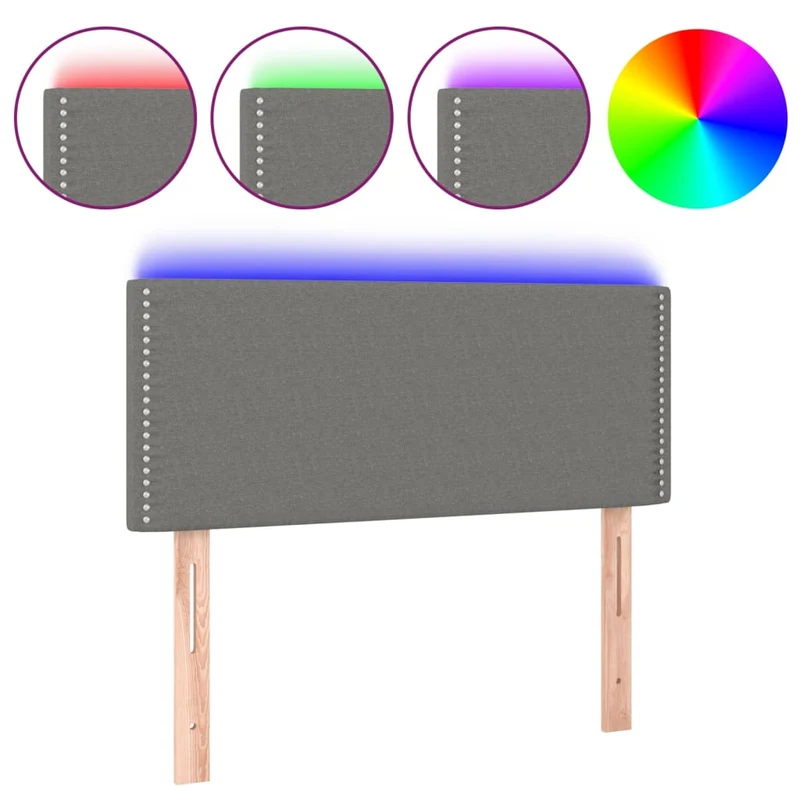 Tête de lit accessoire couchage chambre à coucher meuble à LED 90 x 5 x 78/88 cm tissu gris foncé TDL0200997
