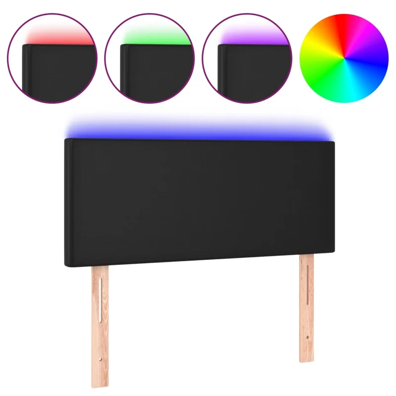 Tête de lit accessoire couchage chambre à coucher meuble à LED 100 x 5 x 78/88 cm synthétique noir TDL0200758