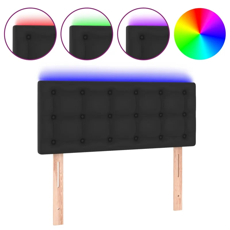 Tête de lit accessoire couchage chambre à coucher meuble à LED 100 x 5 x 78/88 cm synthétique noir TDL0200757