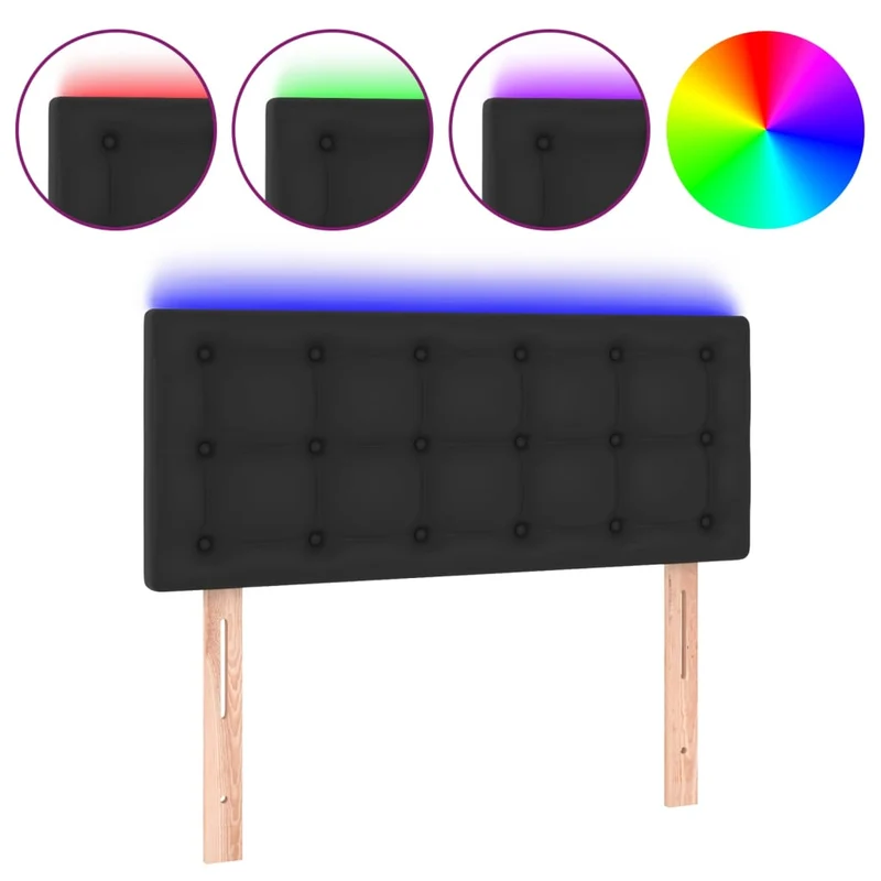 Tête de lit accessoire couchage chambre à coucher meuble à LED 90 x 5 x 78/88 cm synthétique noir TDL0200538