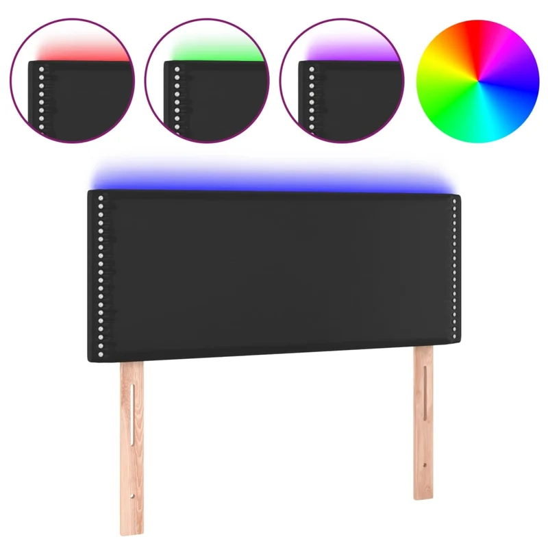 Tête de lit accessoire couchage chambre à coucher meuble à LED 90 x 5 x 78/88 cm synthétique noir TDL0200537