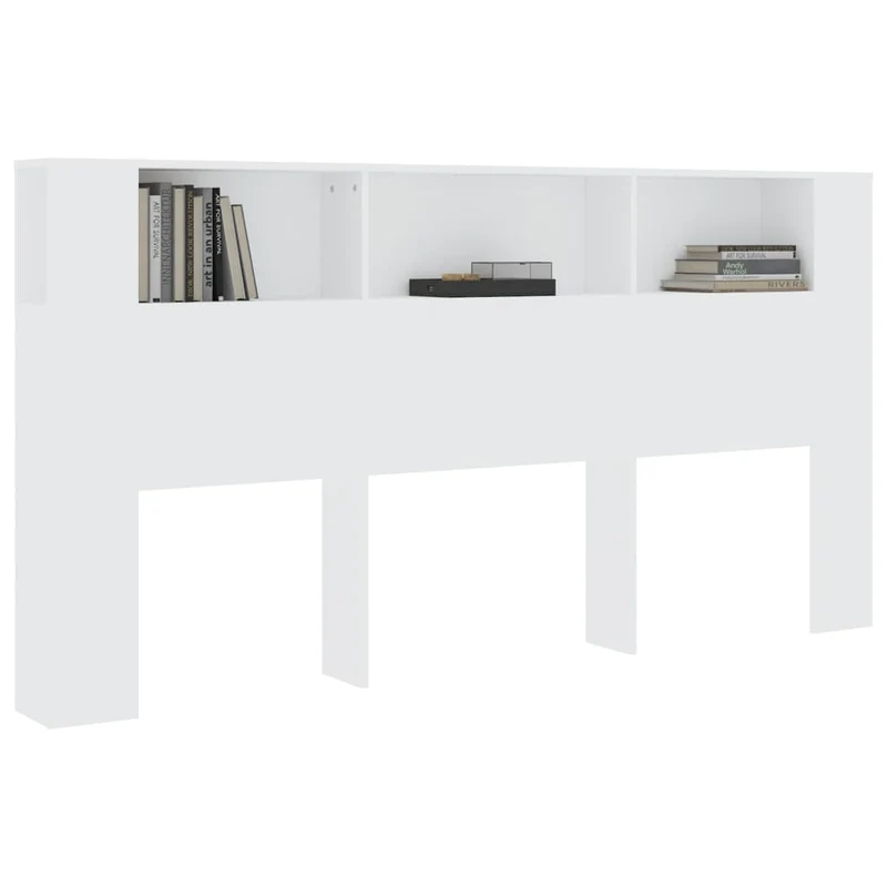 Tête de lit avec rangement accessoire de lit table de chevet étagère 200 x 18,5 x 104,5 cm MDF blanc TDL0200102