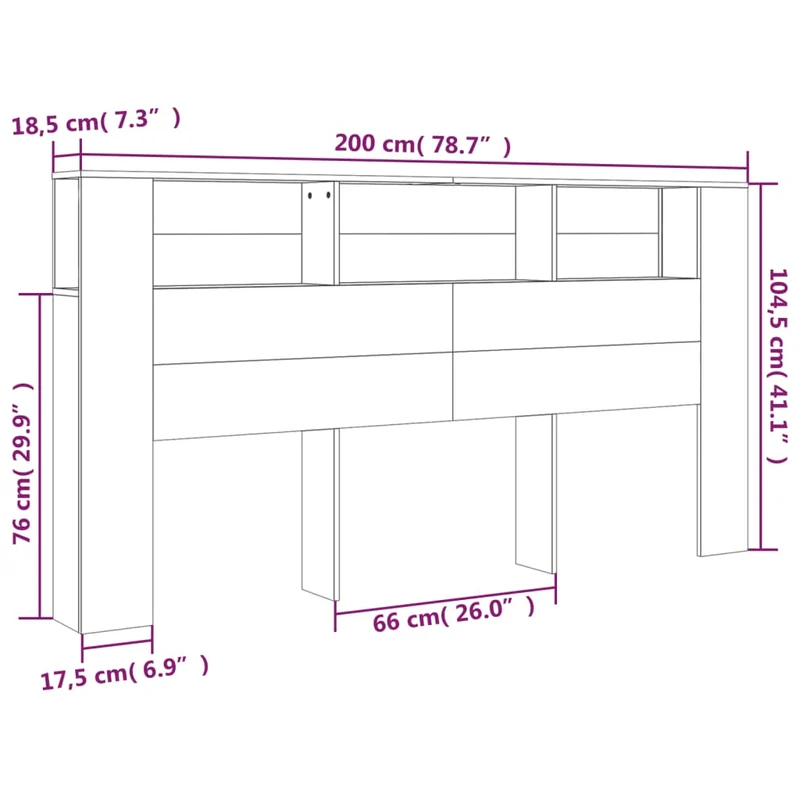 Tête de lit avec rangement accessoire de lit table de chevet étagère 200 x 18,5 x 104,5 cm MDF blanc TDL0200102
