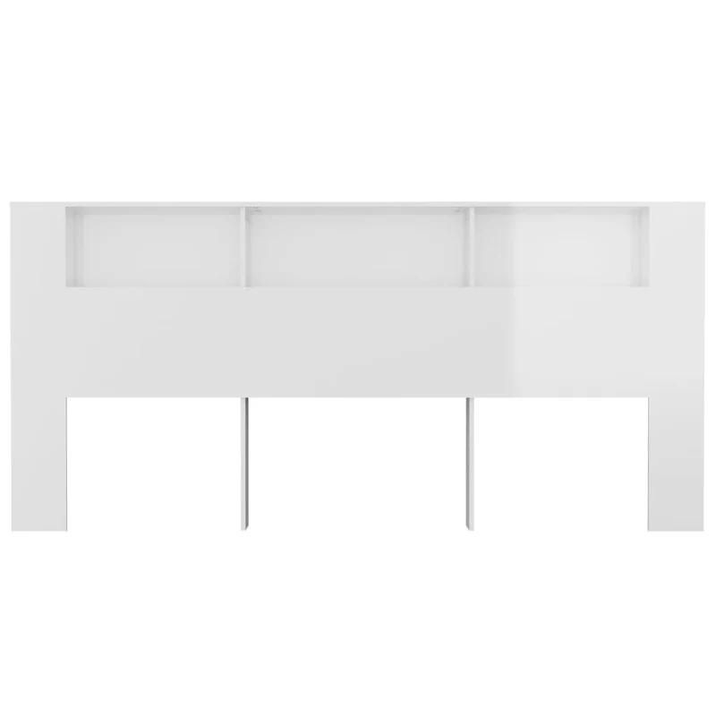 Tête de lit avec rangement accessoire de lit table de chevet étagère 220 x 18,5 x 104,5 cm MDF blanc brillant TDL0200086