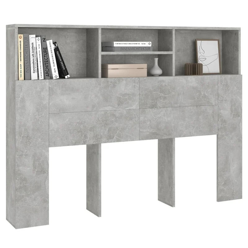 Tête de lit avec rangement accessoire de lit table de chevet étagère 140 x 19 x 103,5 cm MDF gris TDL0200037