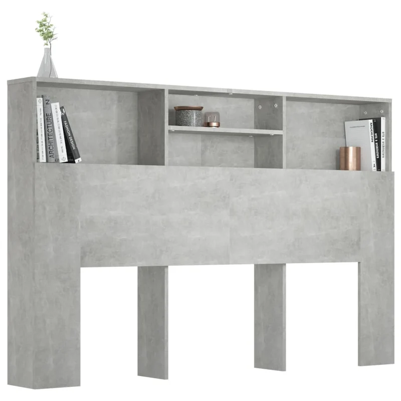 Tête de lit avec rangement accessoire de lit table de chevet étagère 160 x 19 x 103,5 cm MDF gris TDL0200035